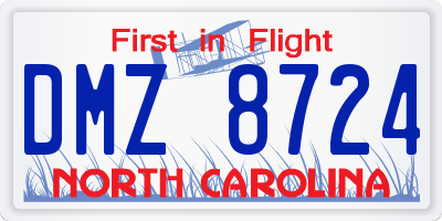 NC license plate DMZ8724