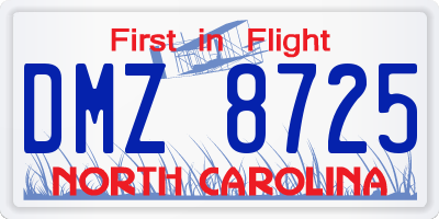 NC license plate DMZ8725