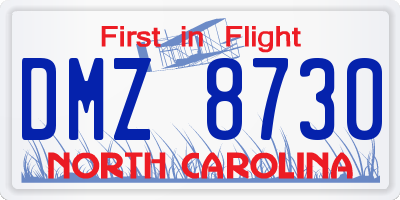 NC license plate DMZ8730