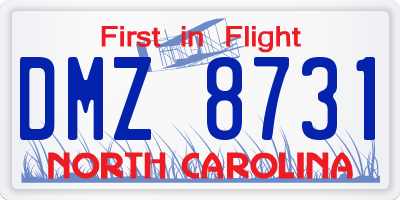 NC license plate DMZ8731
