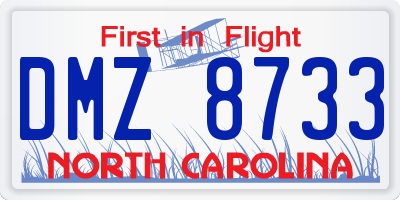 NC license plate DMZ8733