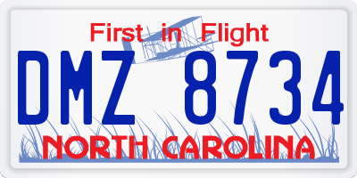 NC license plate DMZ8734