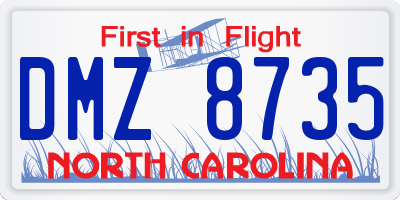 NC license plate DMZ8735