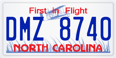 NC license plate DMZ8740