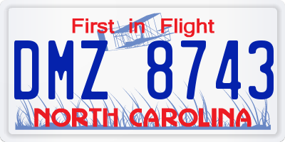NC license plate DMZ8743