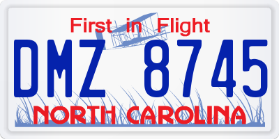 NC license plate DMZ8745