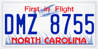 NC license plate DMZ8755