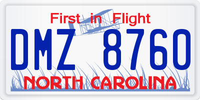 NC license plate DMZ8760