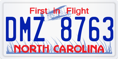 NC license plate DMZ8763