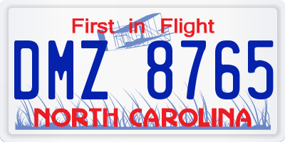 NC license plate DMZ8765