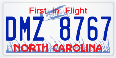 NC license plate DMZ8767