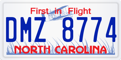 NC license plate DMZ8774