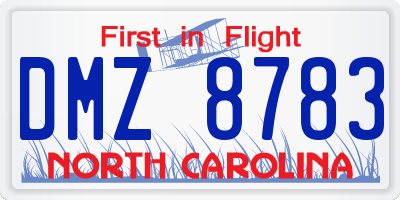 NC license plate DMZ8783
