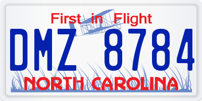 NC license plate DMZ8784