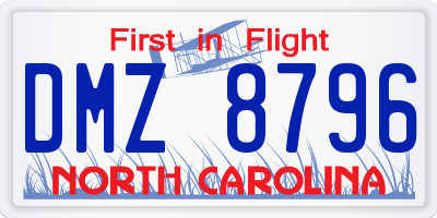 NC license plate DMZ8796