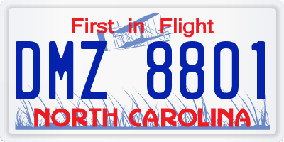 NC license plate DMZ8801
