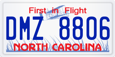 NC license plate DMZ8806
