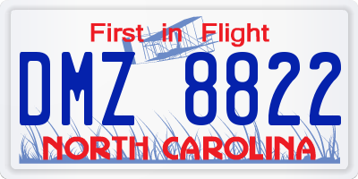 NC license plate DMZ8822