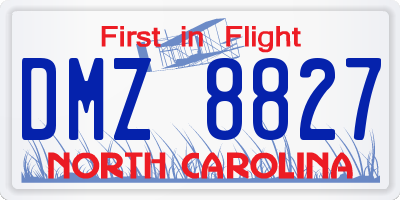 NC license plate DMZ8827