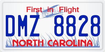 NC license plate DMZ8828