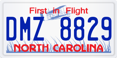 NC license plate DMZ8829