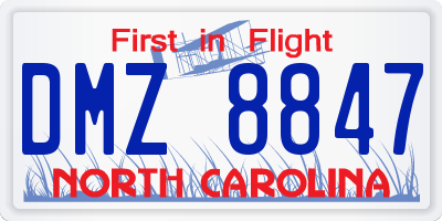 NC license plate DMZ8847