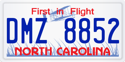 NC license plate DMZ8852