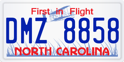 NC license plate DMZ8858