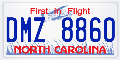 NC license plate DMZ8860