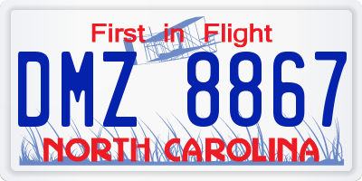 NC license plate DMZ8867
