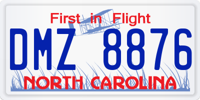 NC license plate DMZ8876
