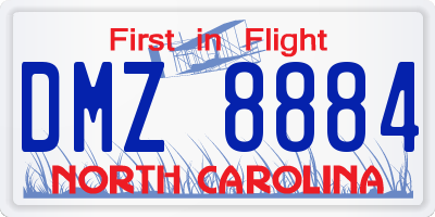 NC license plate DMZ8884