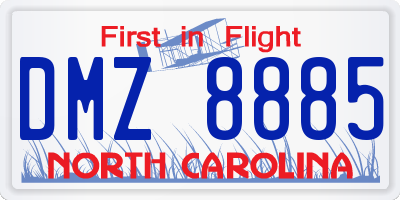 NC license plate DMZ8885