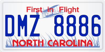 NC license plate DMZ8886