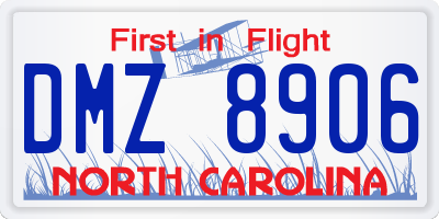 NC license plate DMZ8906