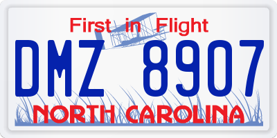 NC license plate DMZ8907
