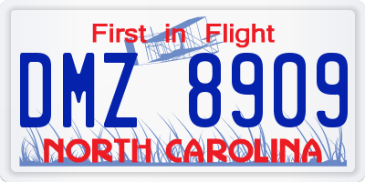 NC license plate DMZ8909