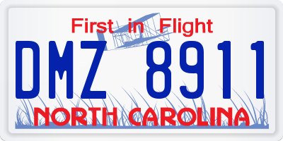 NC license plate DMZ8911