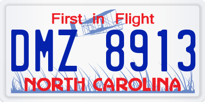 NC license plate DMZ8913