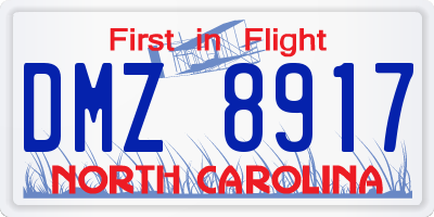 NC license plate DMZ8917