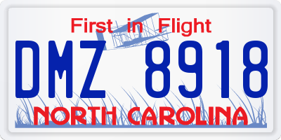 NC license plate DMZ8918
