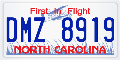 NC license plate DMZ8919