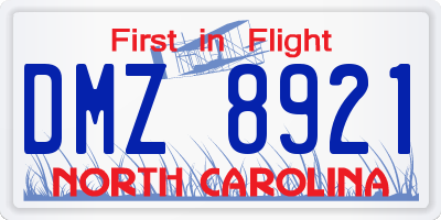 NC license plate DMZ8921