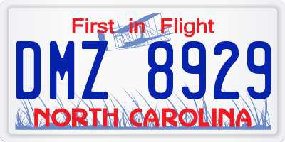 NC license plate DMZ8929