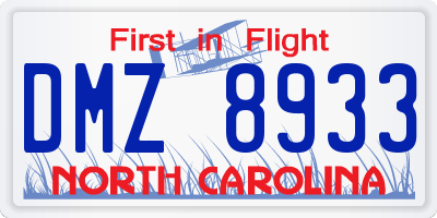 NC license plate DMZ8933
