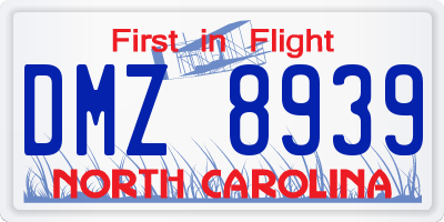 NC license plate DMZ8939
