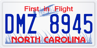 NC license plate DMZ8945