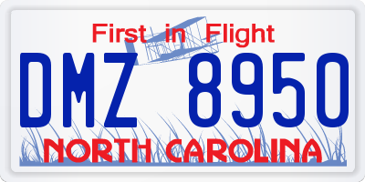 NC license plate DMZ8950