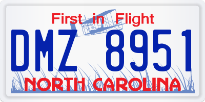 NC license plate DMZ8951