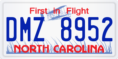 NC license plate DMZ8952